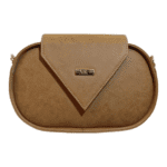 کیف دوشی و دستی خاتون عسلی با دو بند مجزا ساخته شده از چرم صنعتی عکس از نمای روبرو یا جلو با بند دستی