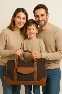 ست خلبانی دست‌دوز چرمی Hector Style در سه سایز چمدان مسافرتی
