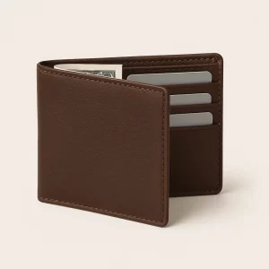 Men's genuine leather wallet by Hector Style with matching leather cardholder on a light background, classic and elegant design for formal men's style