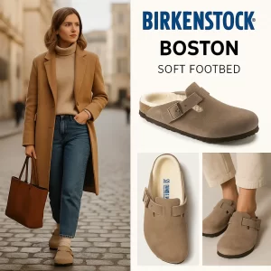 صندل برکنستاک بوستون مدل Soft با قالب اورجینال، زیره طبی و استایل مینیمال زنانه