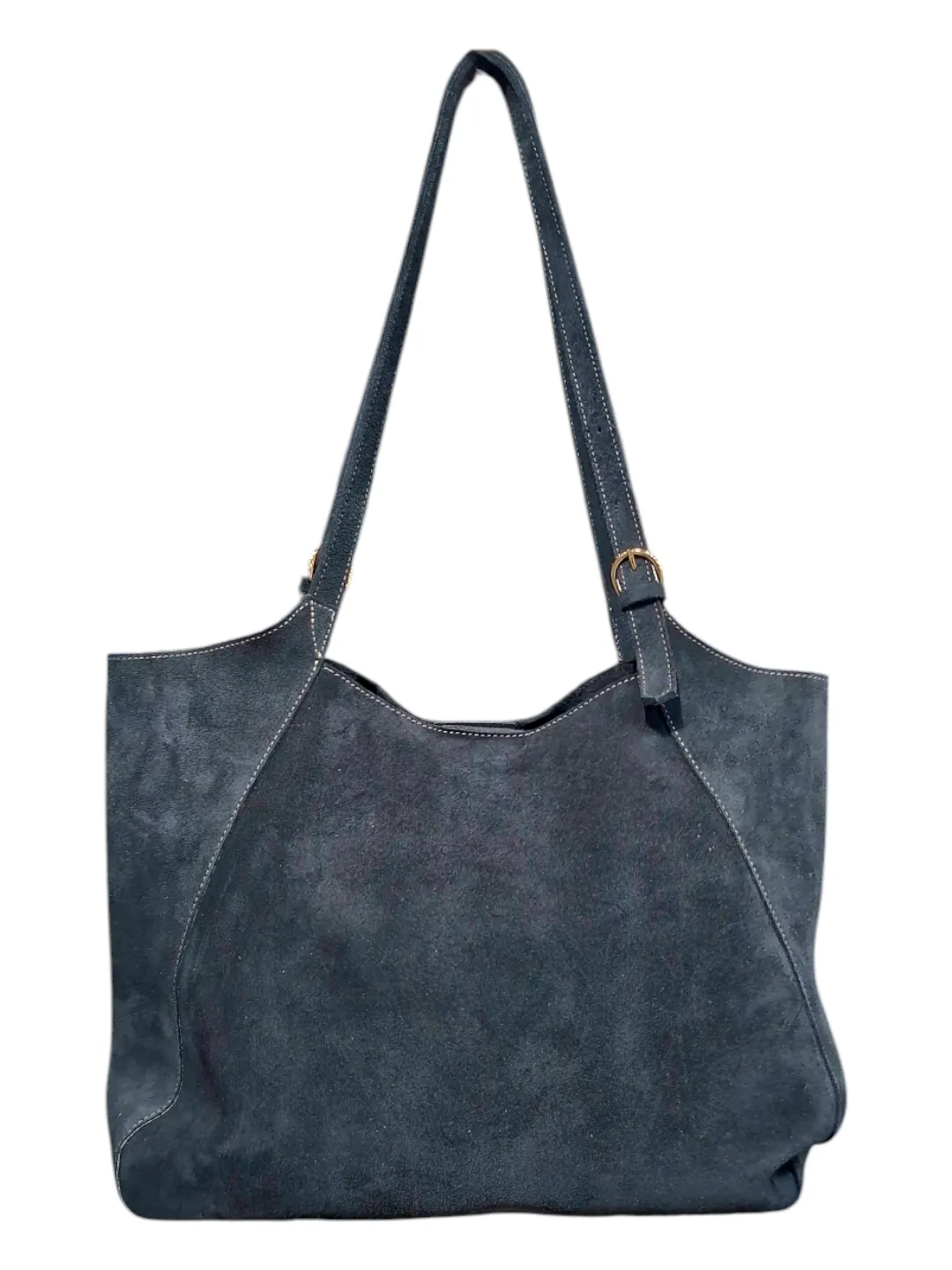 Photoroom-20260212_132649 کیف اشبالت چرم طبیعی دخترانه دوبند طوسی آبی روبه رو